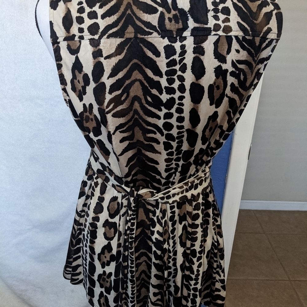 Leopard print blouse with tie back - Picture 2 of 6
